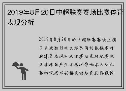2019年8月20日中超联赛赛场比赛体育表现分析